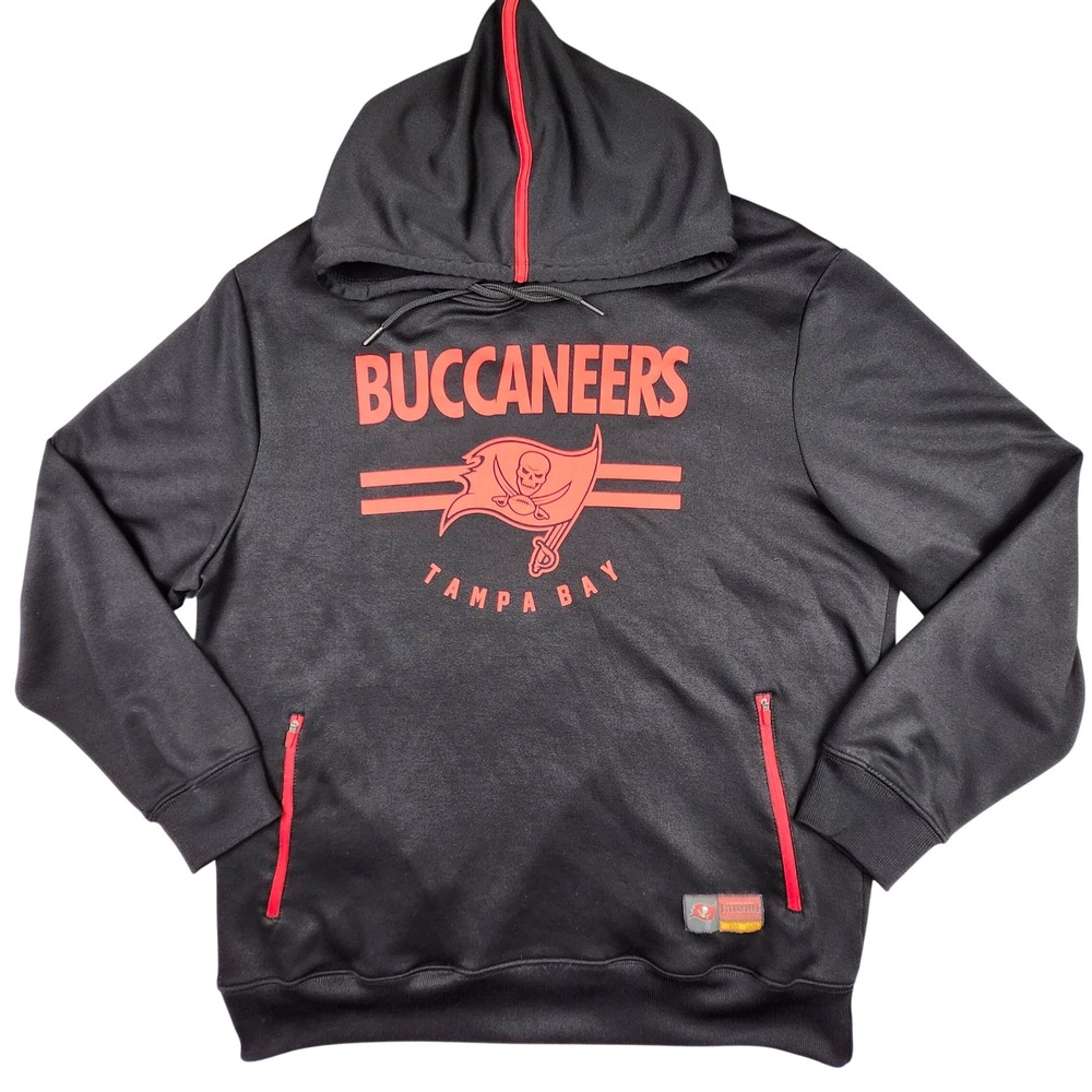 NFL Team Apparel Tampa Bay Buccaneers Hoodie Mens XL Black Red Sport Fleece - Picture 3 of 10